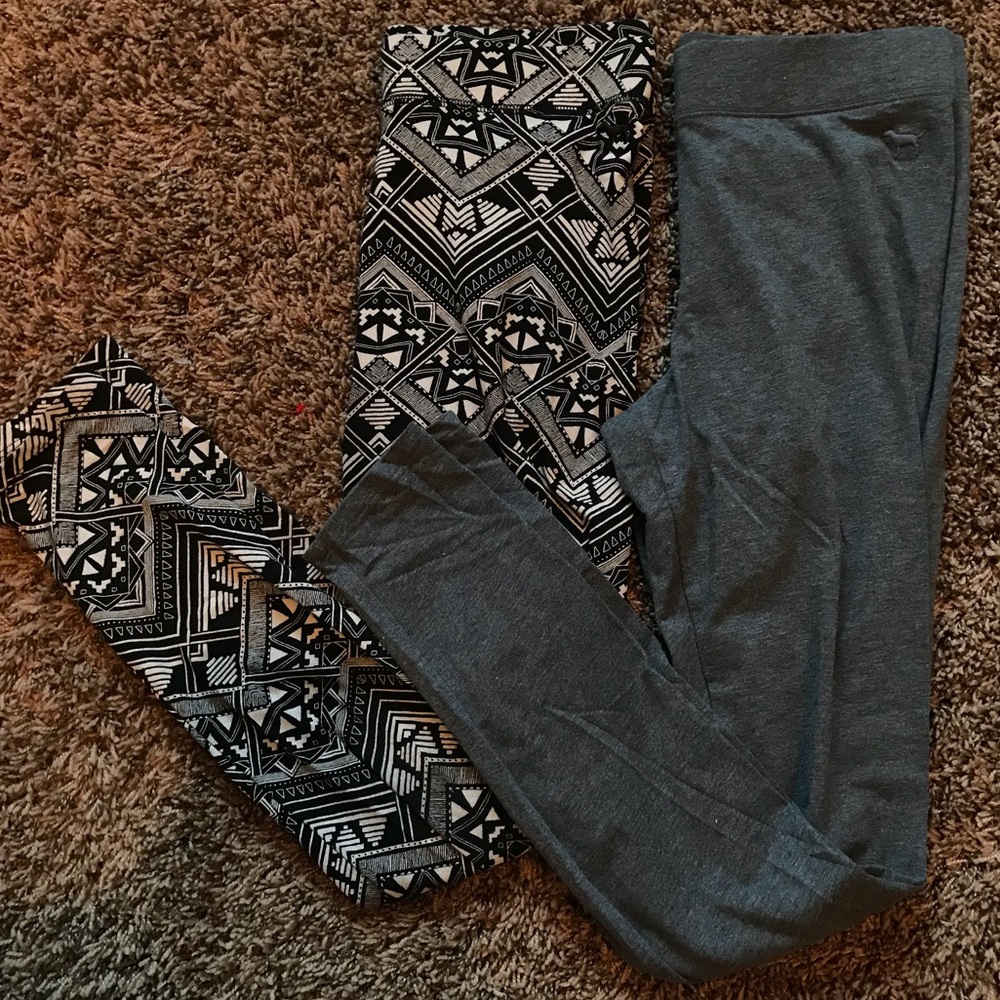 PINK cotton legging bundle (Aztec & grey)